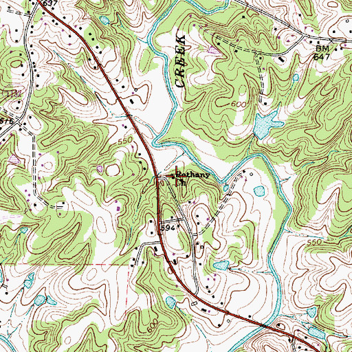 Topographic Map of Bethany Church, NC