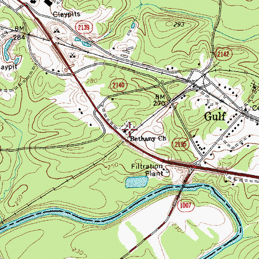Topographic Map of Bethany Church, NC