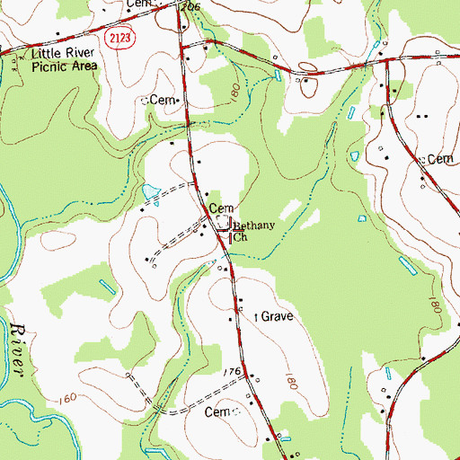 Topographic Map of Bethany Church, NC