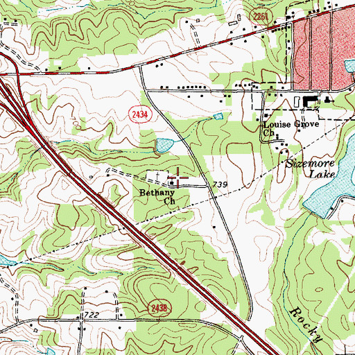 Topographic Map of Bethany Church, NC