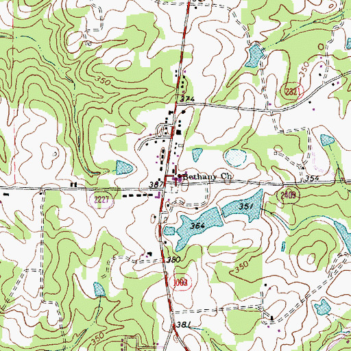 Topographic Map of Bethany Church, NC