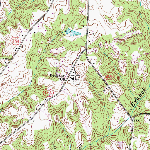 Topographic Map of Bethany Church, NC