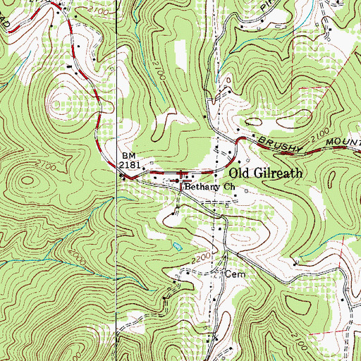 Topographic Map of Bethany Church, NC