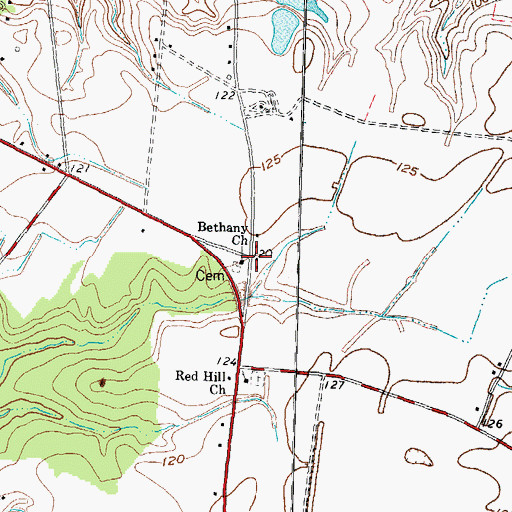 Topographic Map of Bethany Church, NC