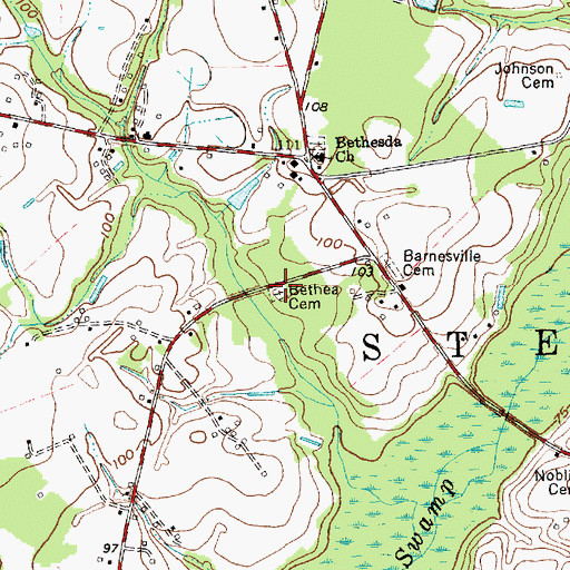 Topographic Map of Bethea Cemetery, NC
