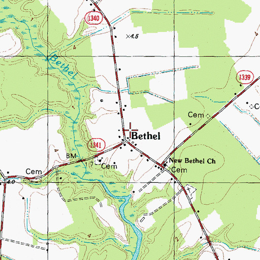 Topographic Map of Bethel, NC