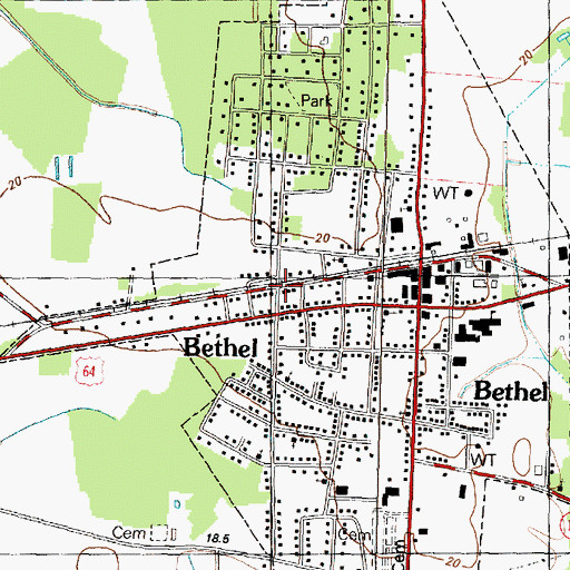 Topographic Map of Bethel, NC