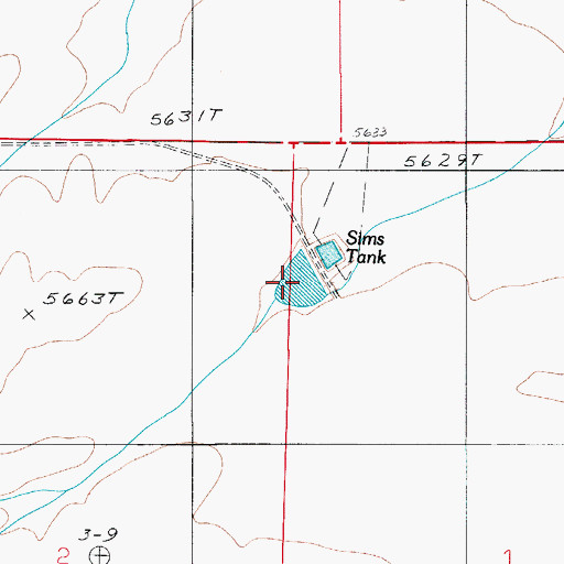 Topographic Map of Sims Tank, AZ