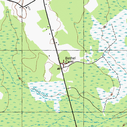 Topographic Map of Bethel Cemetery, NC