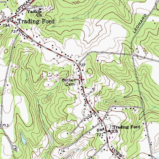 Topographic Map of Bethel Cemetery, NC