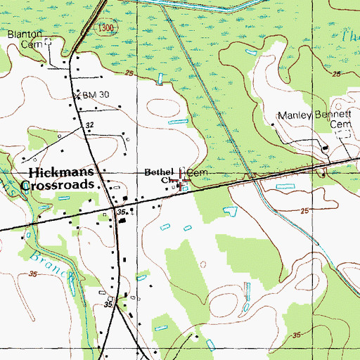 Topographic Map of Bethel Church, NC