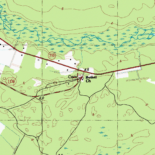 Topographic Map of Bethel Church, NC