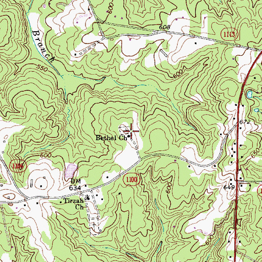 Topographic Map of Bethel Church, NC