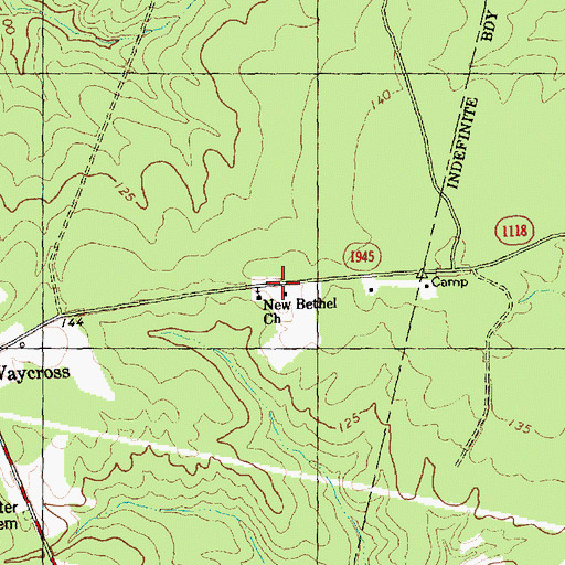 Topographic Map of Bethel Church, NC