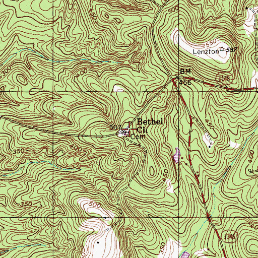 Topographic Map of Bethel Church, NC