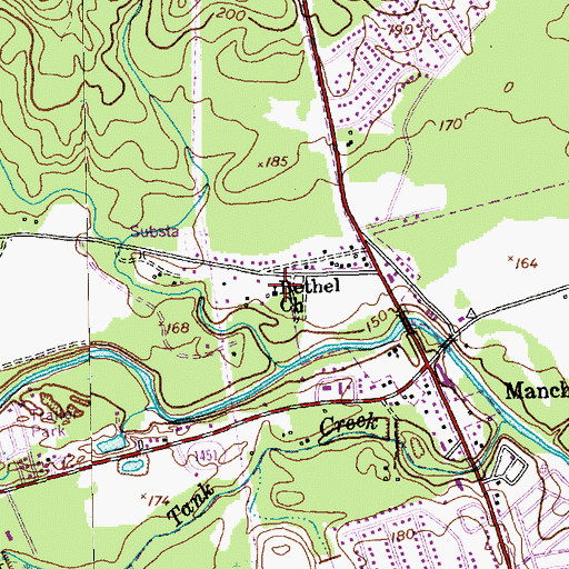 Topographic Map of Bethel Church, NC