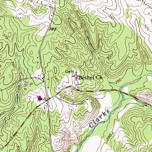 Topographic Map of Bethel Church, NC
