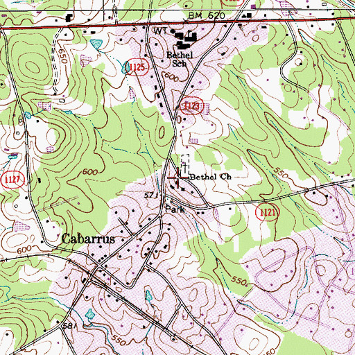 Topographic Map of Bethel Church, NC
