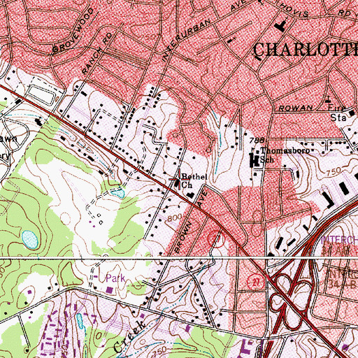 Topographic Map of Bethel Church, NC