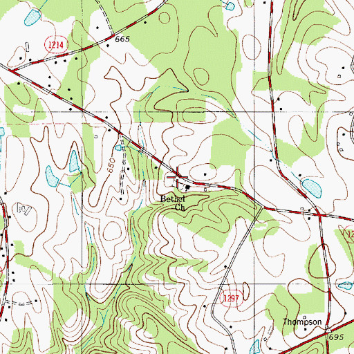 Topographic Map of Bethel Church, NC