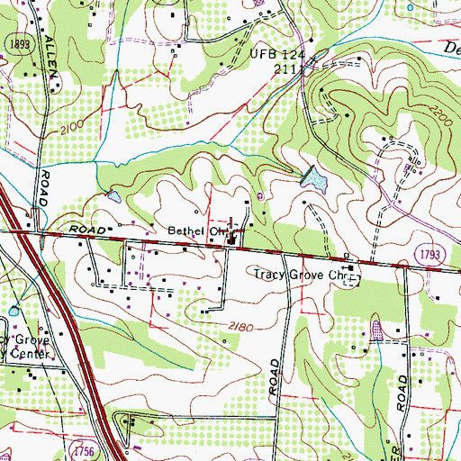 Topographic Map of Bethel Church, NC