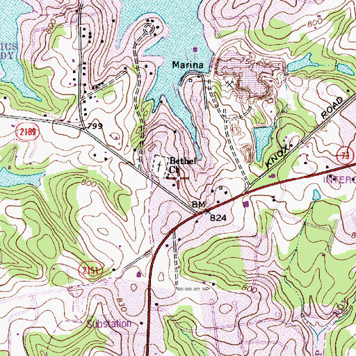 Topographic Map of Bethel Church, NC