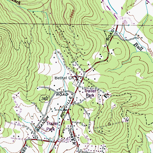 Topographic Map of Bethel Church, NC