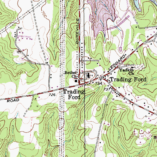 Topographic Map of Bethel Church, NC