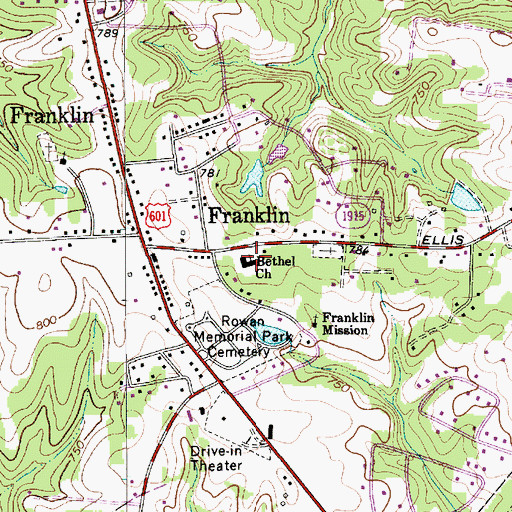 Topographic Map of Bethel Church, NC