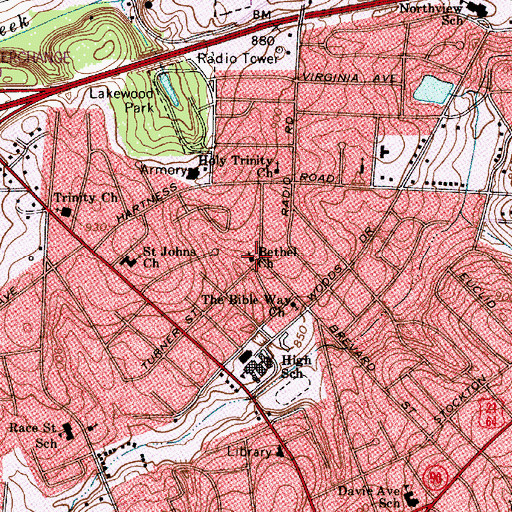 Topographic Map of Bethel Church, NC