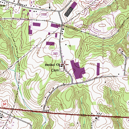 Topographic Map of Bethel Church, NC