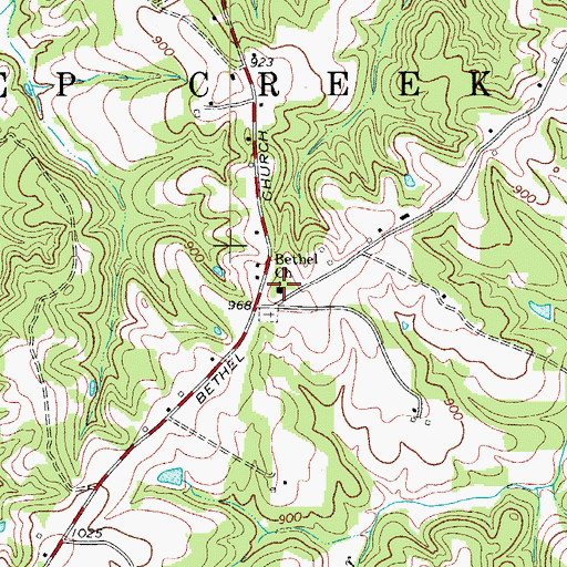 Topographic Map of Bethel Baptist Church, NC