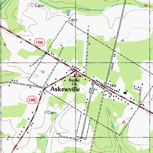 Topographic Map of Bethel Church, NC