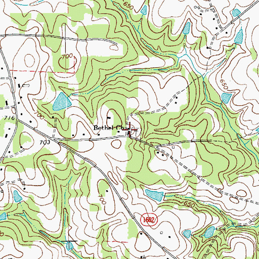 Topographic Map of Bethel Church, NC