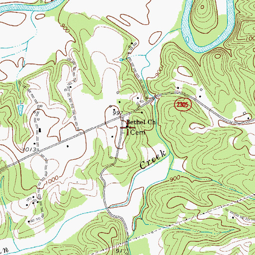 Topographic Map of Bethel Church, NC