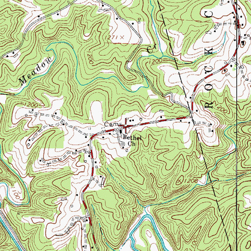 Topographic Map of Bethel Church, NC