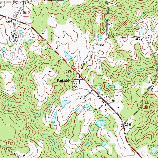 Topographic Map of Bethel Church, NC