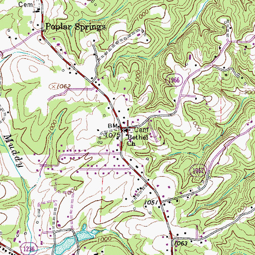 Topographic Map of Bethel United Methodist Church, NC