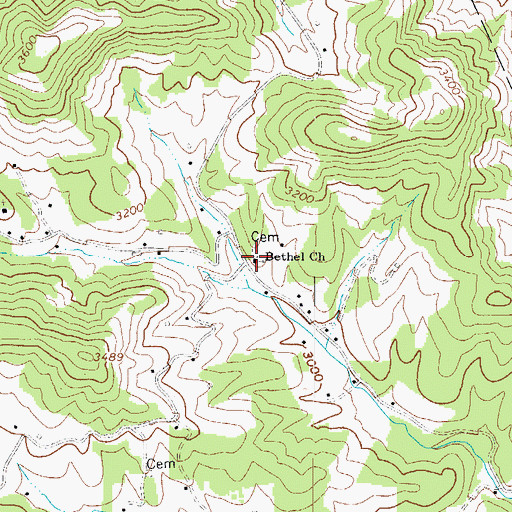 Topographic Map of Bethel Church, NC