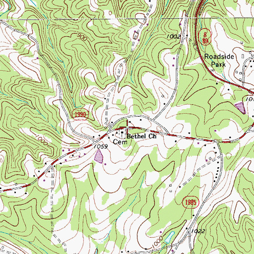 Topographic Map of Bethel Baptist Church, NC