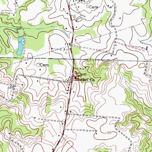 Topographic Map of Bethel Church, NC