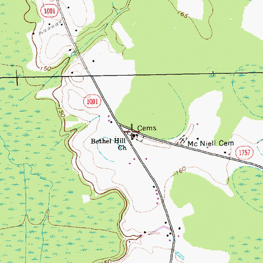 Topographic Map of Bethel Hill Church, NC