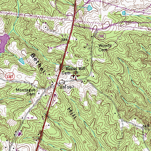 Topographic Map of Bethel Hill Baptist Church, NC