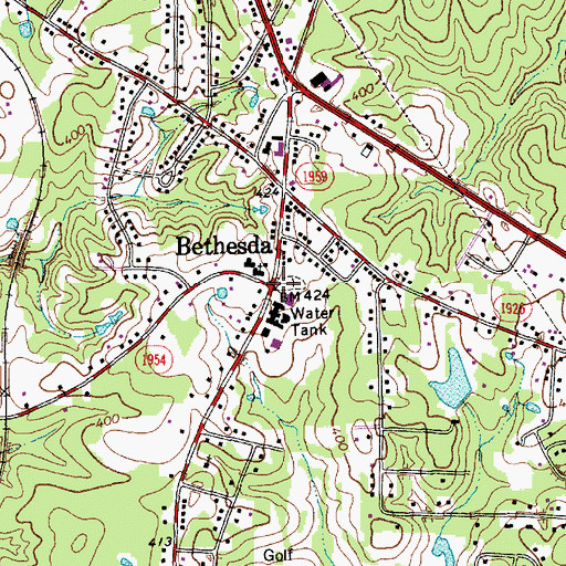 Topographic Map of Bethesda, NC