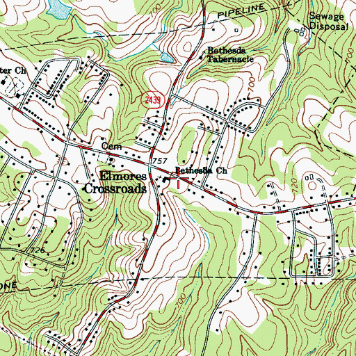 Topographic Map of Bethesda Church, NC