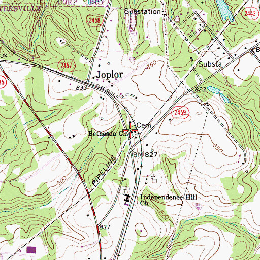 Topographic Map of Bethesda Church, NC