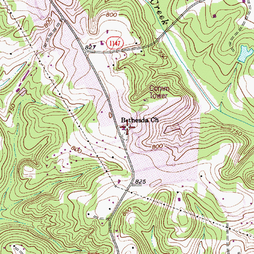 Topographic Map of Bethesda Church, NC