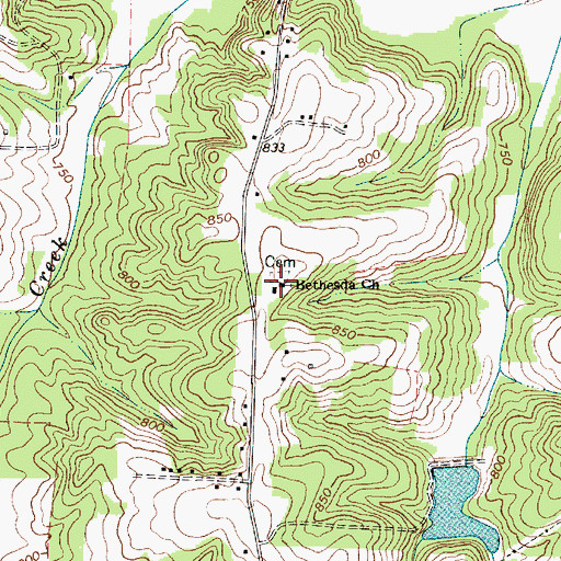 Topographic Map of Bethesda Church, NC