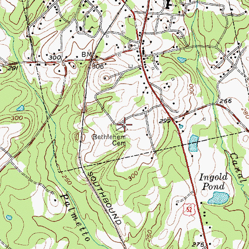 Topographic Map of Bethlehem Cemetery, NC