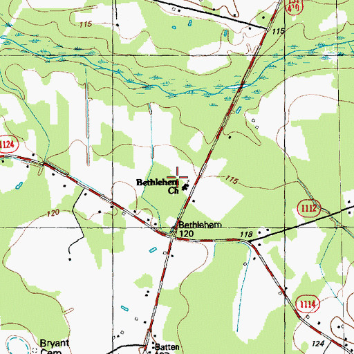 Topographic Map of Bethlehem Church, NC